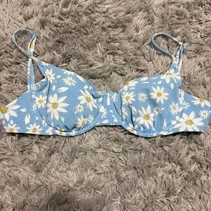 Blue Floral Bikini Top